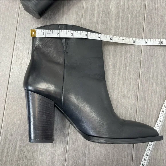 VINCE Erving Western Ankle Bootie Black Leather Stacked Heel Pointed Toe Boots 6 - Picture 16 of 16